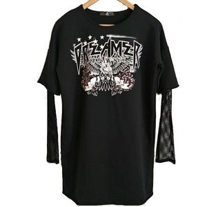 Misguided Sweatshirt Dress with Fishnet Sleeve